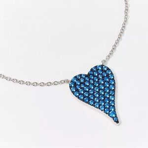 DIAMONIQUE JENNIFER MILLER QVC BLUE HEART PAVÉ NECKLACE UNUSED